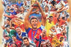 FIFA官方世界杯宣传海报：罗德里占据C位，梅西、C罗、哈兰德、姆巴佩悉数亮相